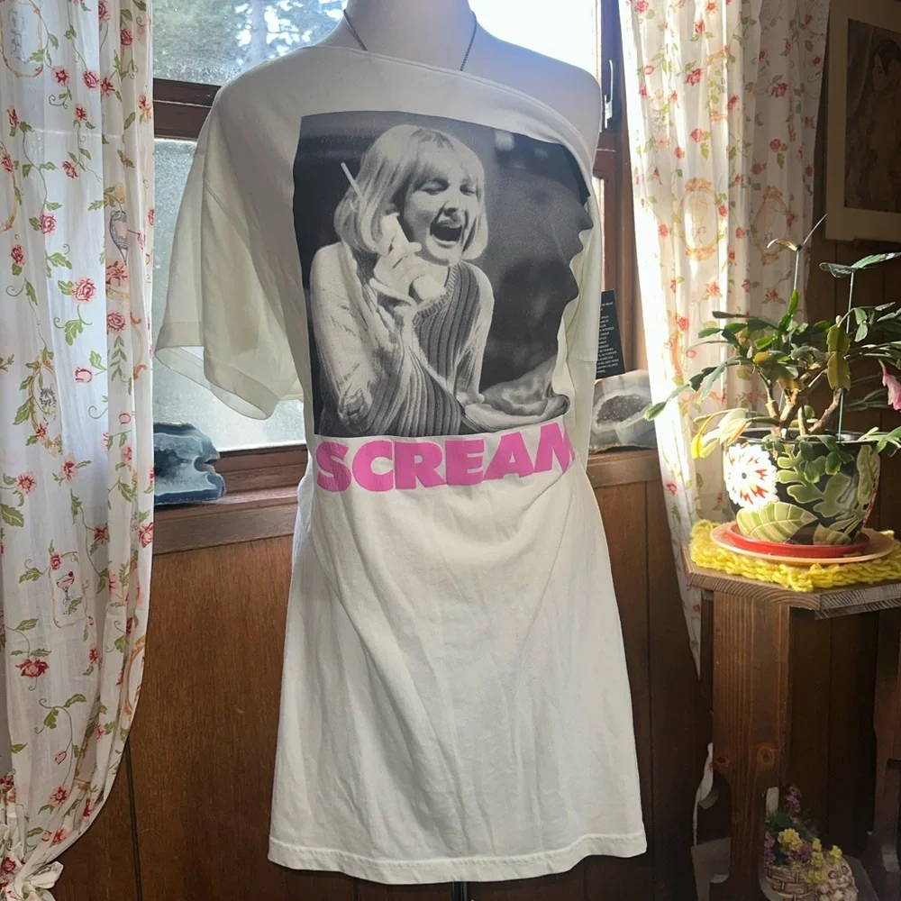 UO • Scream Graphic Off The Shoulder Tee Shirt Dress - Picture 2 of 12